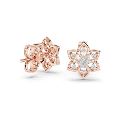 0.14 Ct Lab-Created VVS-VS-EF CVD Diamond Floral Stud Earrings in 18K, 14K, 10K Gold & 925 Silver | Rose, Yellow, White Gold & Moissanite Options