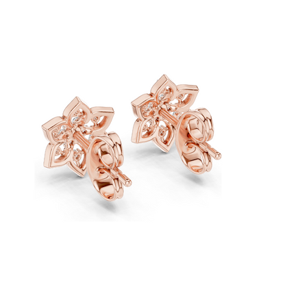 0.14 Ct Lab-Created VVS-VS-EF CVD Diamond Floral Stud Earrings in 18K, 14K, 10K Gold & 925 Silver | Rose, Yellow, White Gold & Moissanite Options