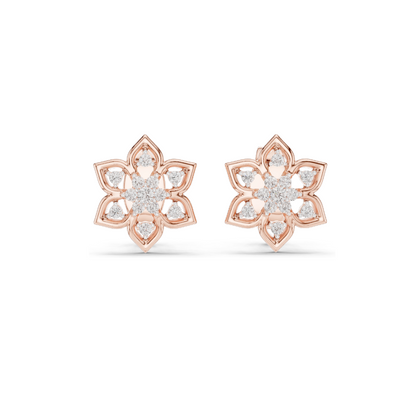 0.14 Ct Lab-Created VVS-VS-EF CVD Diamond Floral Stud Earrings in 18K, 14K, 10K Gold & 925 Silver | Rose, Yellow, White Gold & Moissanite Options