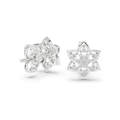 0.14 Ct Lab-Created VVS-VS-EF CVD Diamond Floral Stud Earrings in 18K, 14K, 10K Gold & 925 Silver | Rose, Yellow, White Gold & Moissanite Options