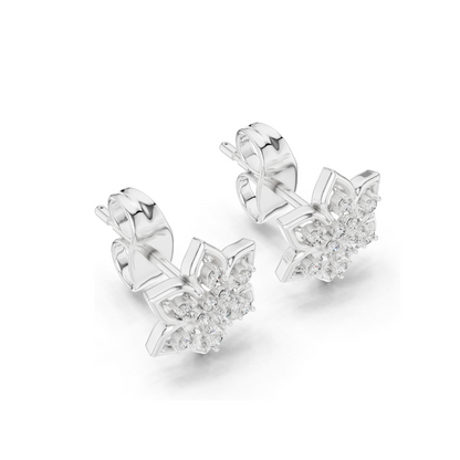 0.14 Ct Lab-Created VVS-VS-EF CVD Diamond Floral Stud Earrings in 18K, 14K, 10K Gold & 925 Silver | Rose, Yellow, White Gold & Moissanite Options