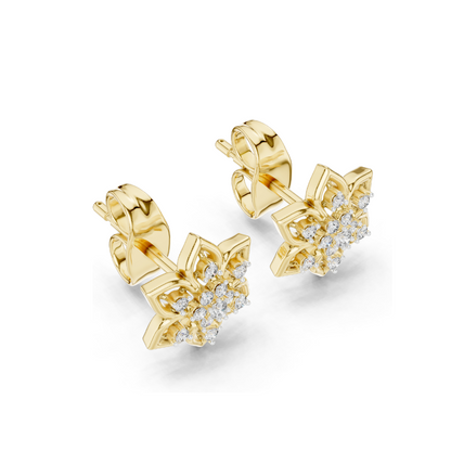 0.14 Ct Lab-Created VVS-VS-EF CVD Diamond Floral Stud Earrings in 18K, 14K, 10K Gold & 925 Silver | Rose, Yellow, White Gold & Moissanite Options