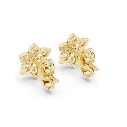 0.14 Ct Lab-Created VVS-VS-EF CVD Diamond Floral Stud Earrings in 18K, 14K, 10K Gold & 925 Silver | Rose, Yellow, White Gold & Moissanite Options