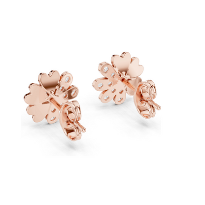 0.35 CT Lab Diamond Floral Stud Earrings | VVS-VS EF Clarity | 18KT, 14KT, 10KT Gold & 925 Silver | Rose, Yellow, White Gold & Moissanite Options
