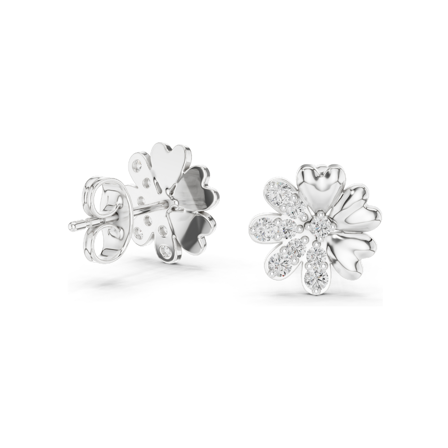 0.35 CT Lab Diamond Floral Stud Earrings | VVS-VS EF Clarity | 18KT, 14KT, 10KT Gold & 925 Silver | Rose, Yellow, White Gold & Moissanite Options