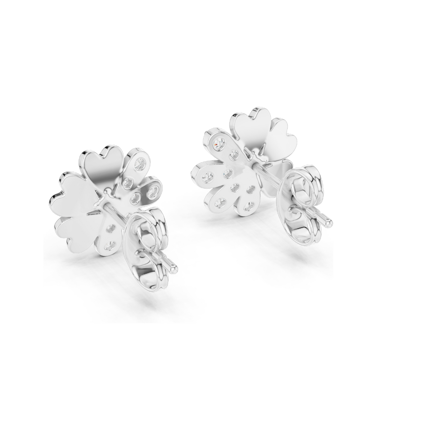 0.35 CT Lab Diamond Floral Stud Earrings | VVS-VS EF Clarity | 18KT, 14KT, 10KT Gold & 925 Silver | Rose, Yellow, White Gold & Moissanite Options