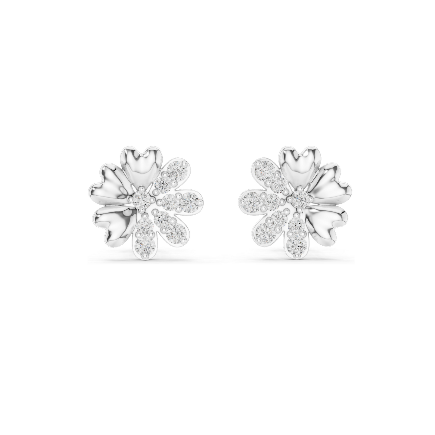 0.35 CT Lab Diamond Floral Stud Earrings | VVS-VS EF Clarity | 18KT, 14KT, 10KT Gold & 925 Silver | Rose, Yellow, White Gold & Moissanite Options