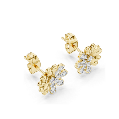 0.35 CT Lab Diamond Floral Stud Earrings | VVS-VS EF Clarity | 18KT, 14KT, 10KT Gold & 925 Silver | Rose, Yellow, White Gold & Moissanite Options