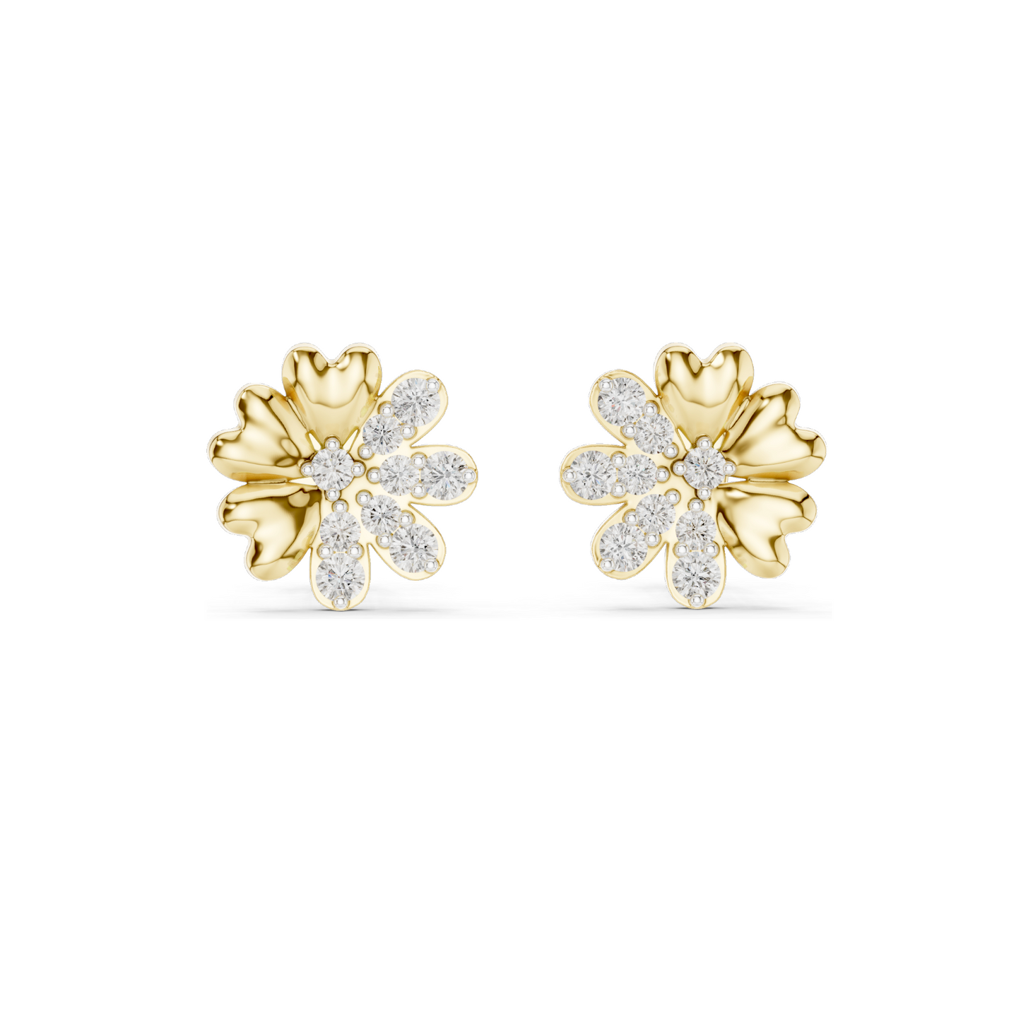 0.35 CT Lab Diamond Floral Stud Earrings | VVS-VS EF Clarity | 18KT, 14KT, 10KT Gold & 925 Silver | Rose, Yellow, White Gold & Moissanite Options