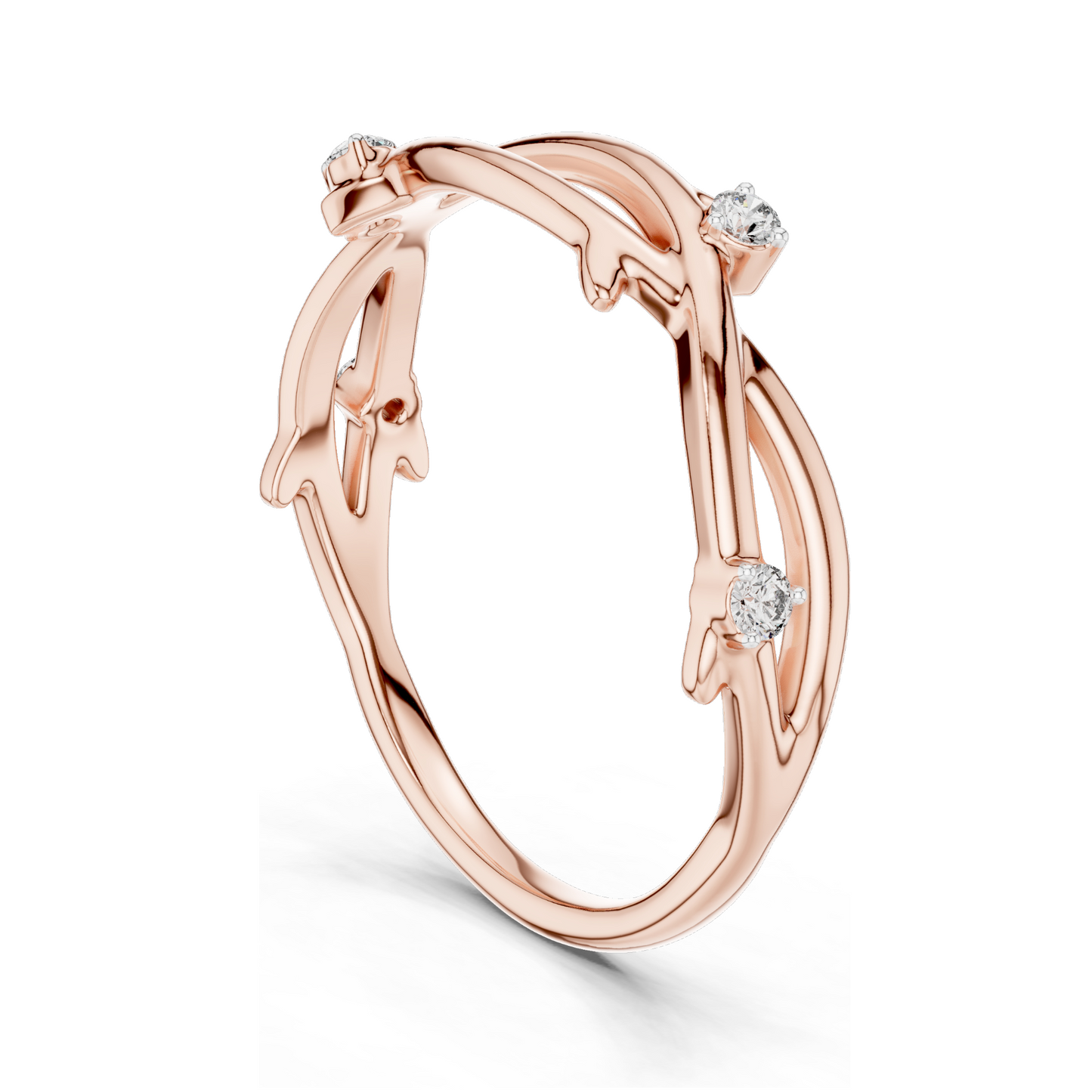 Elegant Lab Diamond Ladies Ring | 0.04 CT Lab VVS-VS-EF Diamonds | 18KT, 14KT, 10KT Gold & 925 Silver | Rose, Yellow, White Gold & Moissanite Options