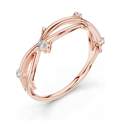 Elegant Lab Diamond Ladies Ring | 0.04 CT Lab VVS-VS-EF Diamonds | 18KT, 14KT, 10KT Gold & 925 Silver | Rose, Yellow, White Gold & Moissanite Options