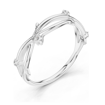 Elegant Lab Diamond Ladies Ring | 0.04 CT Lab VVS-VS-EF Diamonds | 18KT, 14KT, 10KT Gold & 925 Silver | Rose, Yellow, White Gold & Moissanite Options