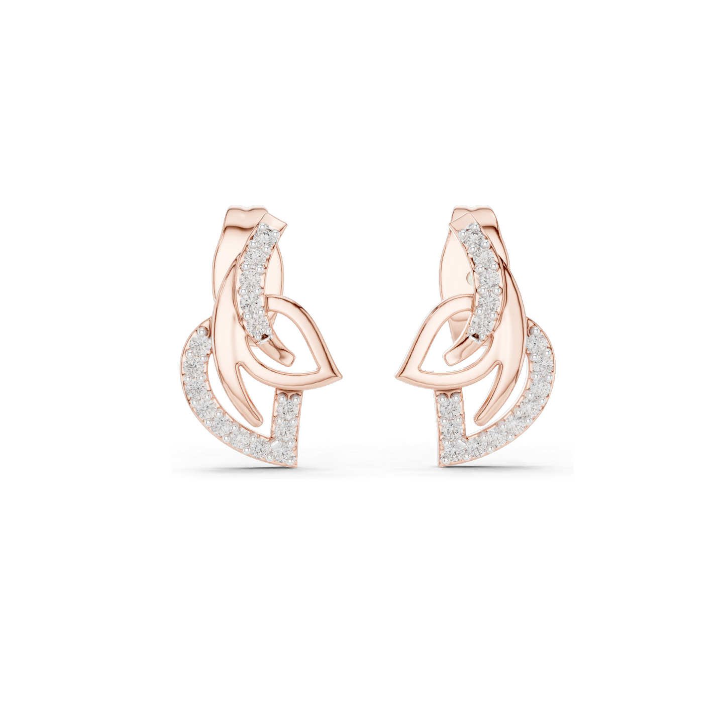 0.12 CT Lab Diamond Leaf Earrings for Women | VVS-VS EF Clarity | 18KT, 14KT, 10KT Gold & 925 Silver | Rose, Yellow, White Gold & Moissanite Options