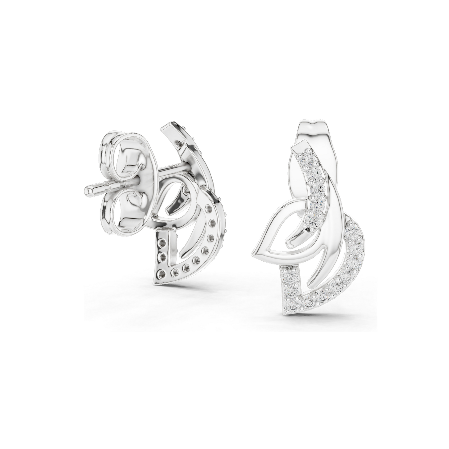 0.12 CT Lab Diamond Leaf Earrings for Women | VVS-VS EF Clarity | 18KT, 14KT, 10KT Gold & 925 Silver | Rose, Yellow, White Gold & Moissanite Options