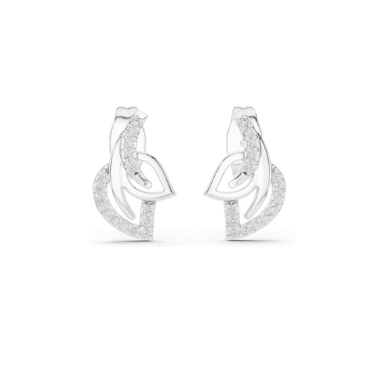 0.12 CT Lab Diamond Leaf Earrings for Women | VVS-VS EF Clarity | 18KT, 14KT, 10KT Gold & 925 Silver | Rose, Yellow, White Gold & Moissanite Options