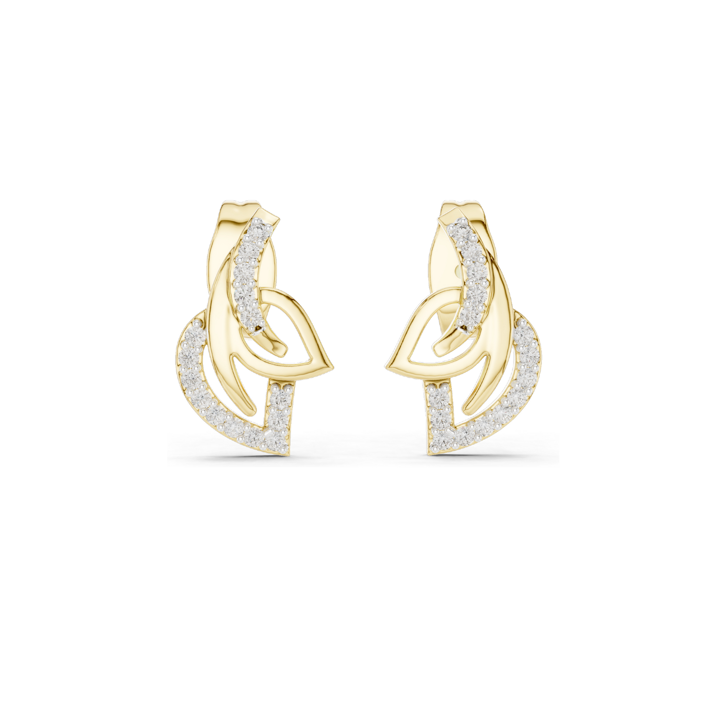 0.12 CT Lab Diamond Leaf Earrings for Women | VVS-VS EF Clarity | 18KT, 14KT, 10KT Gold & 925 Silver | Rose, Yellow, White Gold & Moissanite Options