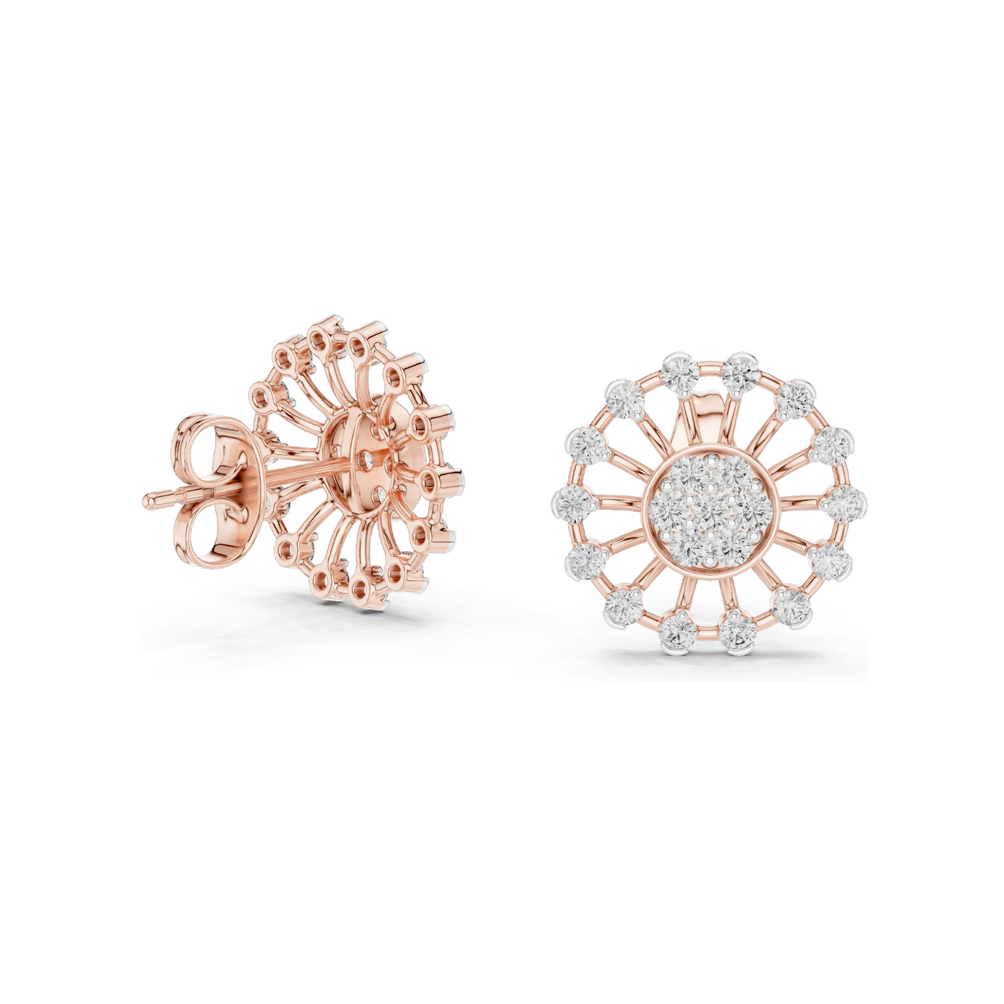 Lab-Grown Diamond Flower Earrings | 0.7 CT VVS-VS EF Clarity | 18KT, 14KT, 10KT Gold & 925 Silver | Moissanite & Rose, Yellow, White Gold Options