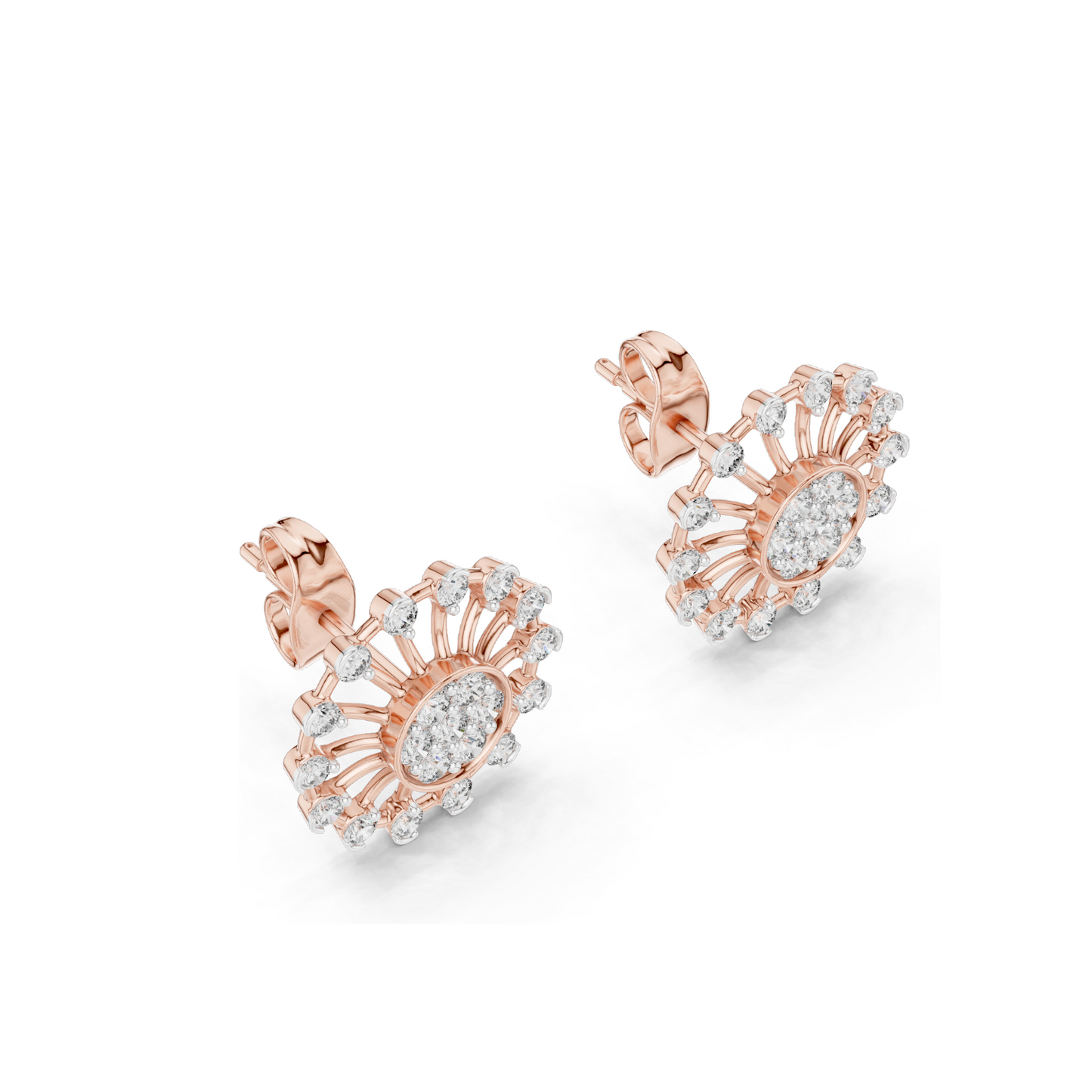 Lab-Grown Diamond Flower Earrings | 0.7 CT VVS-VS EF Clarity | 18KT, 14KT, 10KT Gold & 925 Silver | Moissanite & Rose, Yellow, White Gold Options