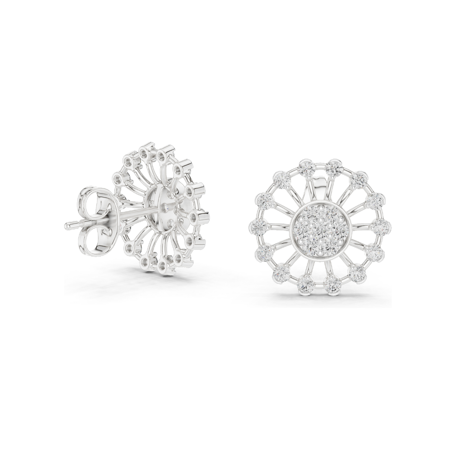 Lab-Grown Diamond Flower Earrings | 0.7 CT VVS-VS EF Clarity | 18KT, 14KT, 10KT Gold & 925 Silver | Moissanite & Rose, Yellow, White Gold Options