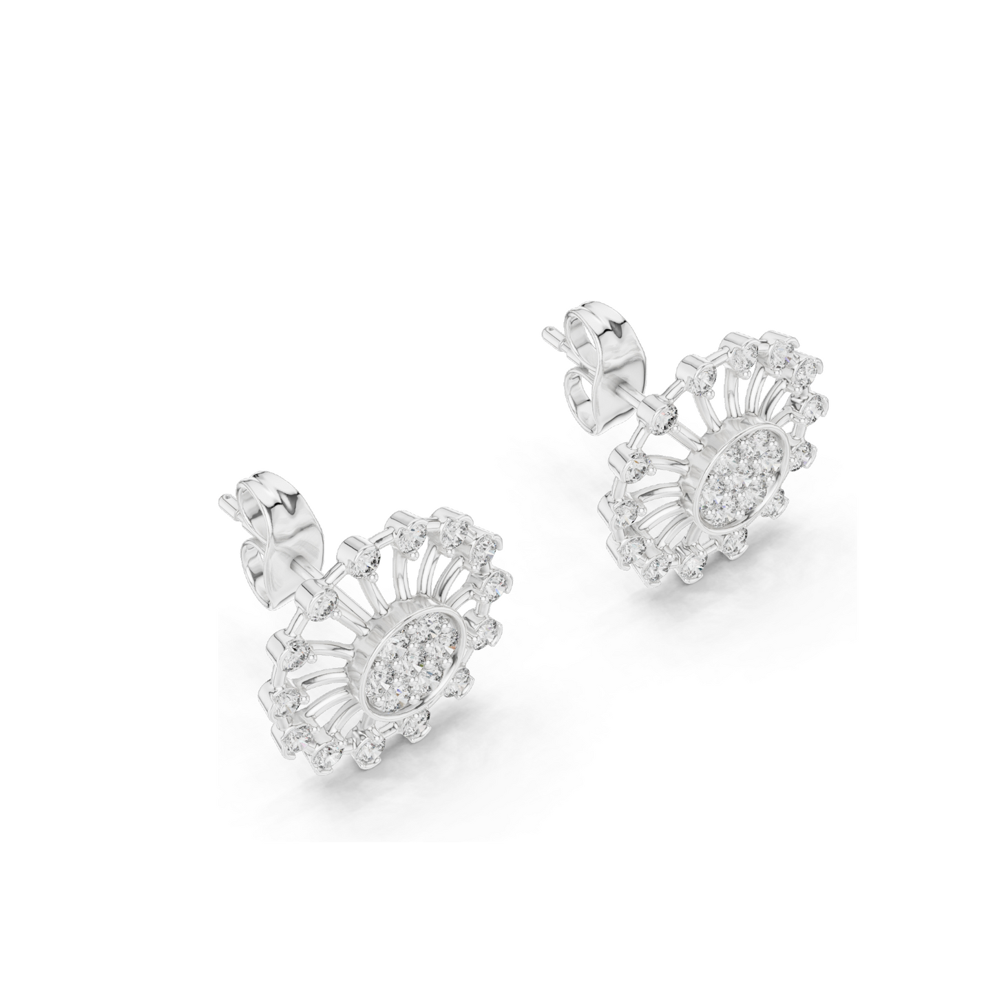 Lab-Grown Diamond Flower Earrings | 0.7 CT VVS-VS EF Clarity | 18KT, 14KT, 10KT Gold & 925 Silver | Moissanite & Rose, Yellow, White Gold Options