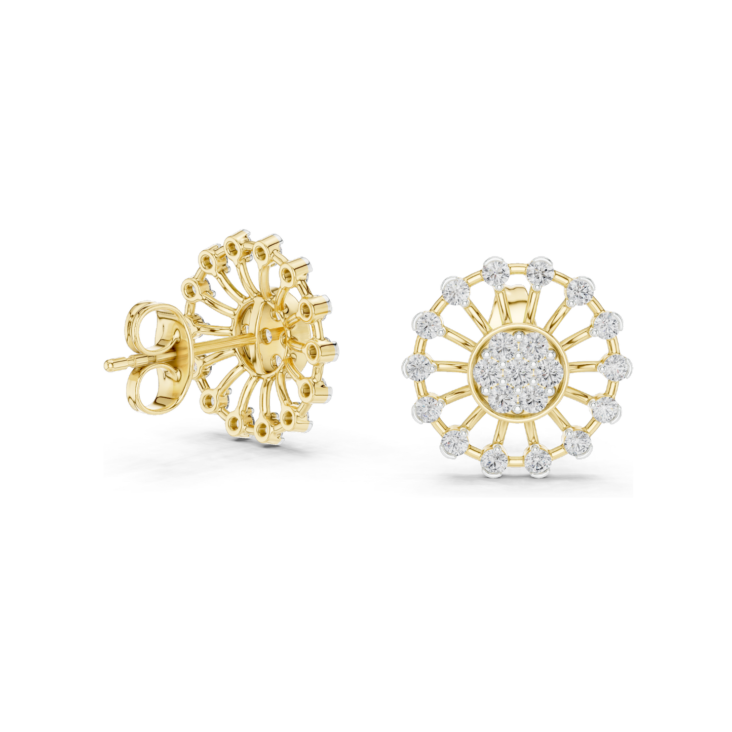 Lab-Grown Diamond Flower Earrings | 0.7 CT VVS-VS EF Clarity | 18KT, 14KT, 10KT Gold & 925 Silver | Moissanite & Rose, Yellow, White Gold Options