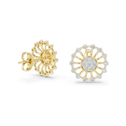 Lab-Grown Diamond Flower Earrings | 0.7 CT VVS-VS EF Clarity | 18KT, 14KT, 10KT Gold & 925 Silver | Moissanite & Rose, Yellow, White Gold Options