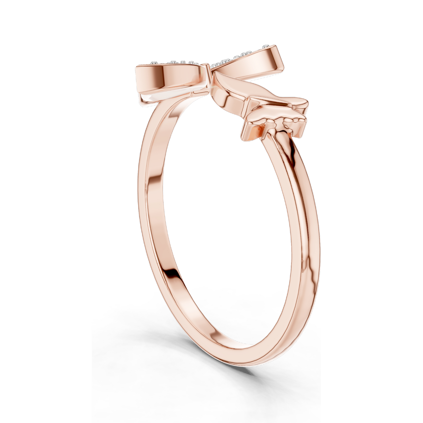 0.216 CT Lab Grown Diamond Butterfly Ring for Women | 18KT, 14KT, 10KT Gold & 925 Silver | Rose, Yellow, White Gold & Moissanite Options | VVS-VS EF Clarity