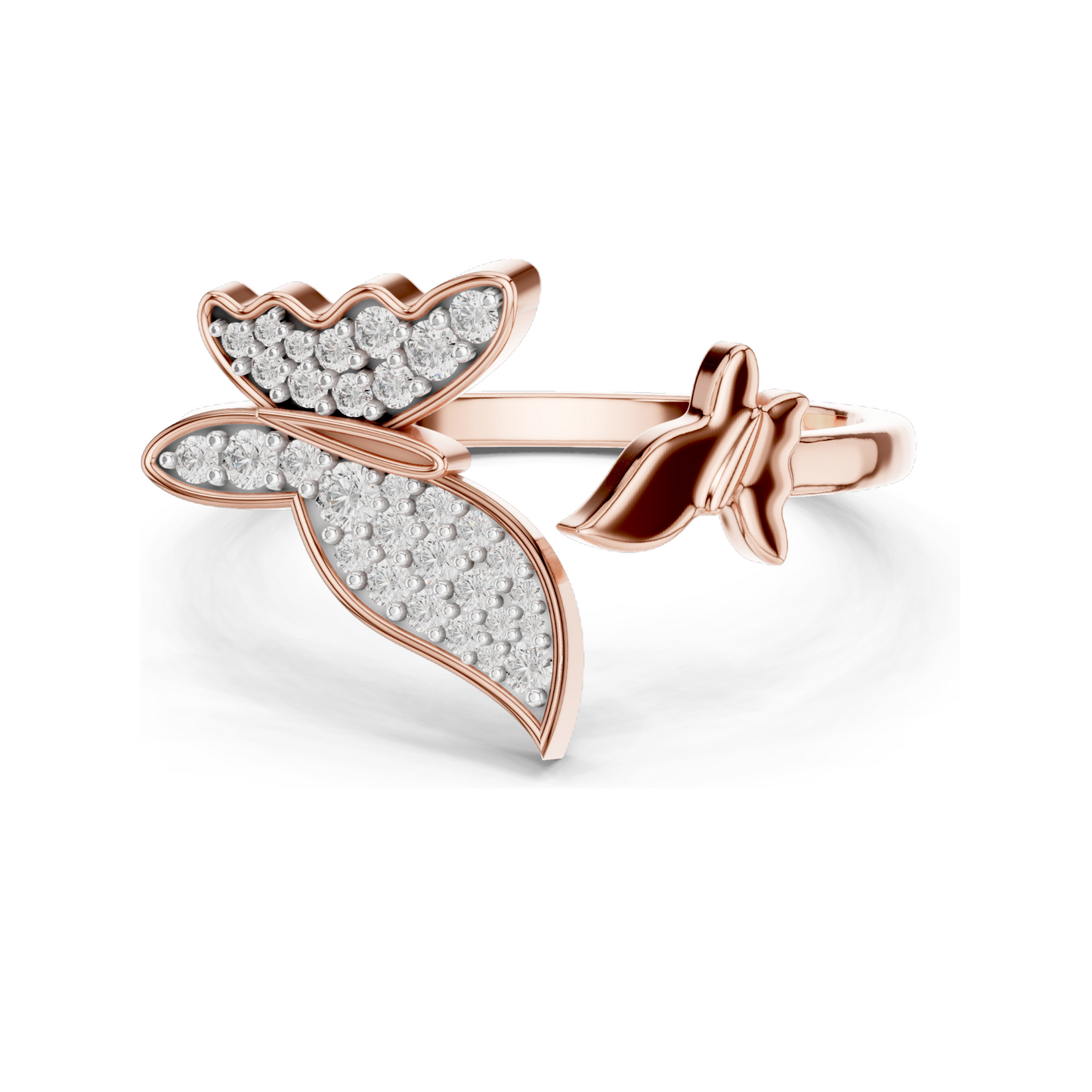 0.216 CT Lab Grown Diamond Butterfly Ring for Women | 18KT, 14KT, 10KT Gold & 925 Silver | Rose, Yellow, White Gold & Moissanite Options | VVS-VS EF Clarity