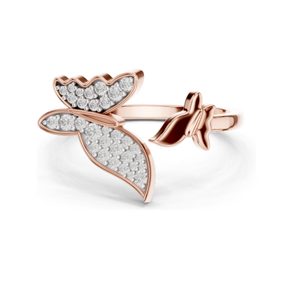 0.216 CT Lab Grown Diamond Butterfly Ring for Women | 18KT, 14KT, 10KT Gold & 925 Silver | Rose, Yellow, White Gold & Moissanite Options | VVS-VS EF Clarity