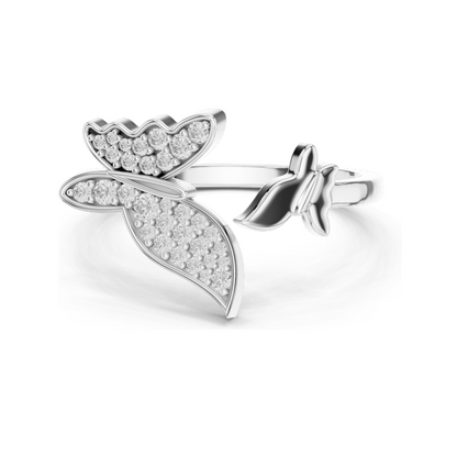 0.216 CT Lab Grown Diamond Butterfly Ring for Women | 18KT, 14KT, 10KT Gold & 925 Silver | Rose, Yellow, White Gold & Moissanite Options | VVS-VS EF Clarity