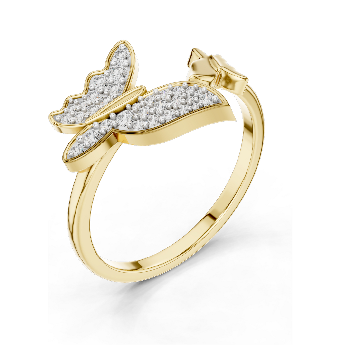 0.216 CT Lab Grown Diamond Butterfly Ring for Women | 18KT, 14KT, 10KT Gold & 925 Silver | Rose, Yellow, White Gold & Moissanite Options | VVS-VS EF Clarity