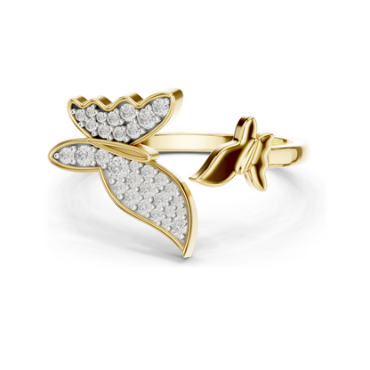 0.216 CT Lab Grown Diamond Butterfly Ring for Women | 18KT, 14KT, 10KT Gold & 925 Silver | Rose, Yellow, White Gold & Moissanite Options | VVS-VS EF Clarity