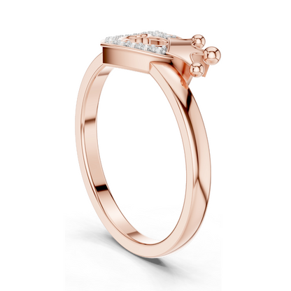 Heart & Crown Lab Diamond Ring for Women | 18KT, 14KT, 10KT Gold & 925 Silver | Rose, Yellow, White Gold | VVS-VS EF Clarity | Moissanite Options