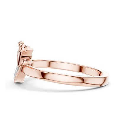 Heart & Crown Lab Diamond Ring for Women | 18KT, 14KT, 10KT Gold & 925 Silver | Rose, Yellow, White Gold | VVS-VS EF Clarity | Moissanite Options