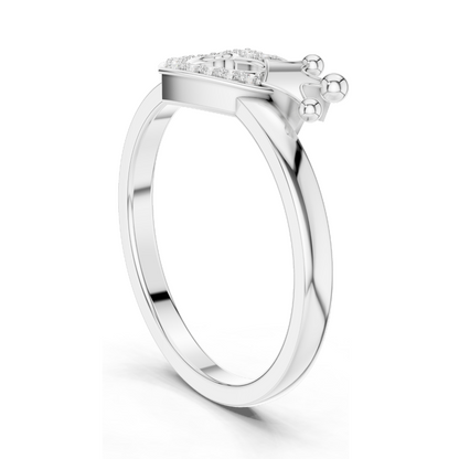 Heart & Crown Lab Diamond Ring for Women | 18KT, 14KT, 10KT Gold & 925 Silver | Rose, Yellow, White Gold | VVS-VS EF Clarity | Moissanite Options