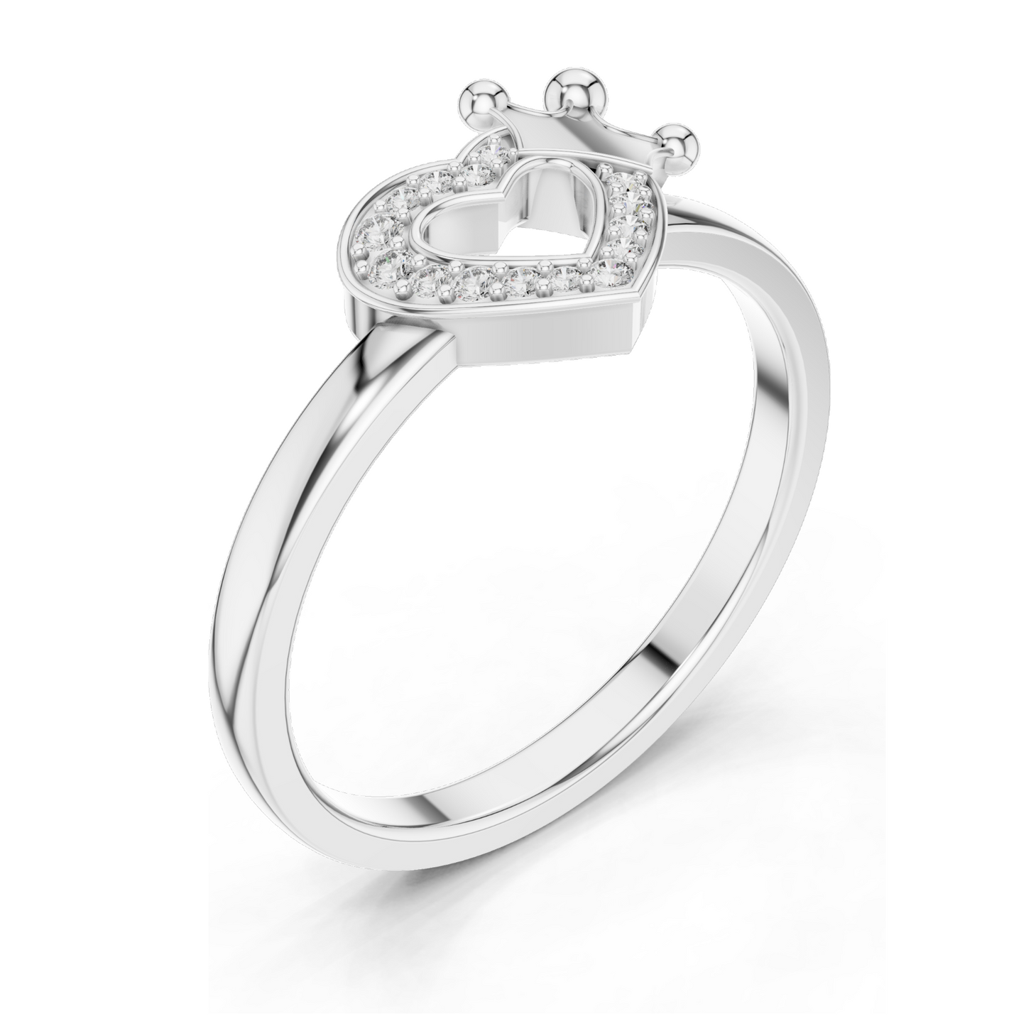 Heart & Crown Lab Diamond Ring for Women | 18KT, 14KT, 10KT Gold & 925 Silver | Rose, Yellow, White Gold | VVS-VS EF Clarity | Moissanite Options