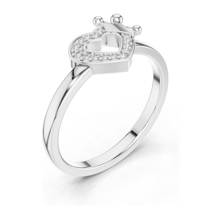 Heart & Crown Lab Diamond Ring for Women | 18KT, 14KT, 10KT Gold & 925 Silver | Rose, Yellow, White Gold | VVS-VS EF Clarity | Moissanite Options