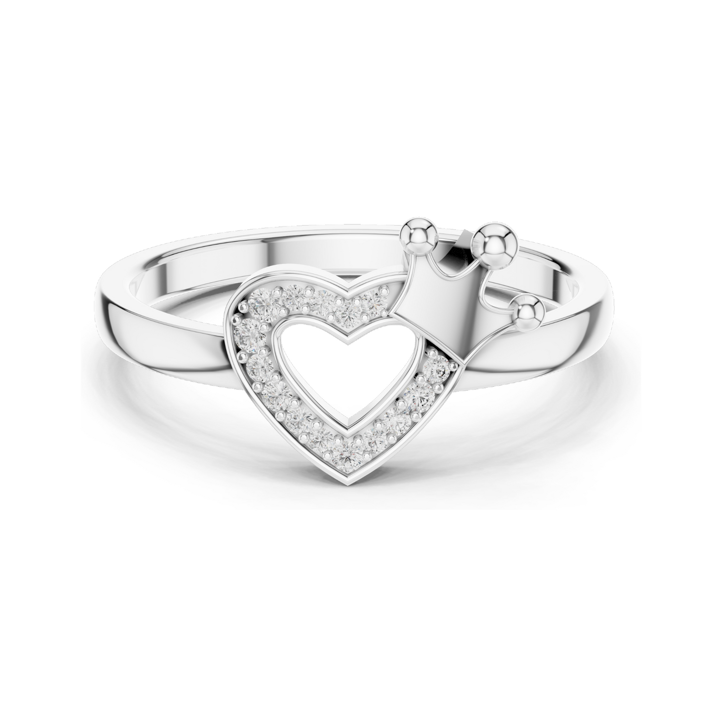 Heart & Crown Lab Diamond Ring for Women | 18KT, 14KT, 10KT Gold & 925 Silver | Rose, Yellow, White Gold | VVS-VS EF Clarity | Moissanite Options