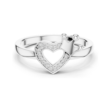 Heart & Crown Lab Diamond Ring for Women | 18KT, 14KT, 10KT Gold & 925 Silver | Rose, Yellow, White Gold | VVS-VS EF Clarity | Moissanite Options