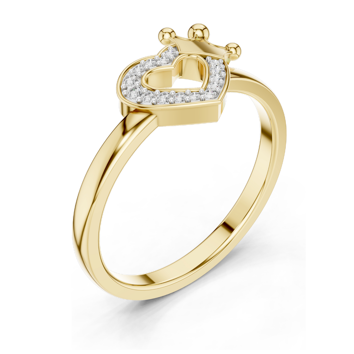 Heart & Crown Lab Diamond Ring for Women | 18KT, 14KT, 10KT Gold & 925 Silver | Rose, Yellow, White Gold | VVS-VS EF Clarity | Moissanite Options