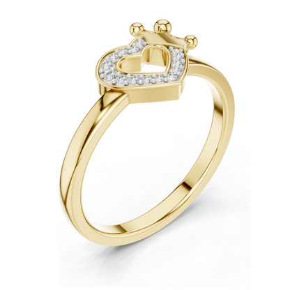 Heart & Crown Lab Diamond Ring for Women | 18KT, 14KT, 10KT Gold & 925 Silver | Rose, Yellow, White Gold | VVS-VS EF Clarity | Moissanite Options