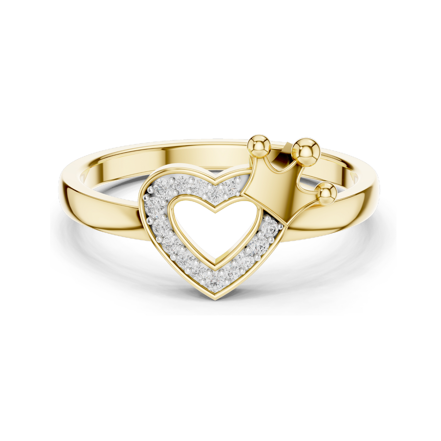 Heart & Crown Lab Diamond Ring for Women | 18KT, 14KT, 10KT Gold & 925 Silver | Rose, Yellow, White Gold | VVS-VS EF Clarity | Moissanite Options