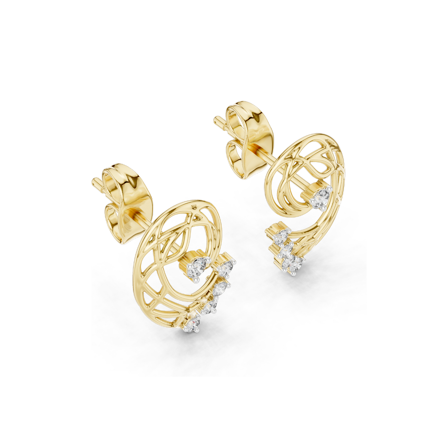 Elegant 18K Lab Diamond Earrings for Women | VVS-VS EF Clarity | Rose, Yellow, White Gold & Moissanite Options | 0.12 CT CVD Diamonds