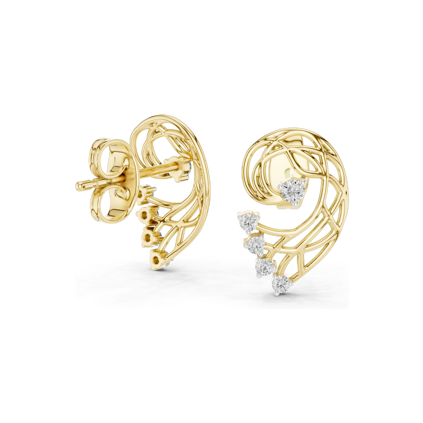 Elegant 18K Lab Diamond Earrings for Women | VVS-VS EF Clarity | Rose, Yellow, White Gold & Moissanite Options | 0.12 CT CVD Diamonds
