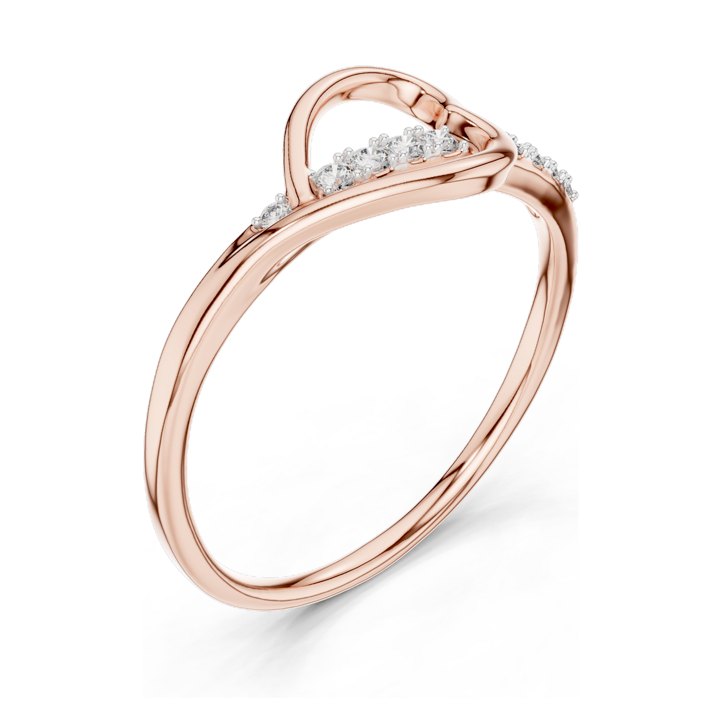 Lab-Grown Diamond Heart Ring for Women | 0.082 CT VVS-VS EF Clarity | 18KT, 14KT, 10KT Gold & 925 Silver | Rose, Yellow, White Gold & Moissanite Options