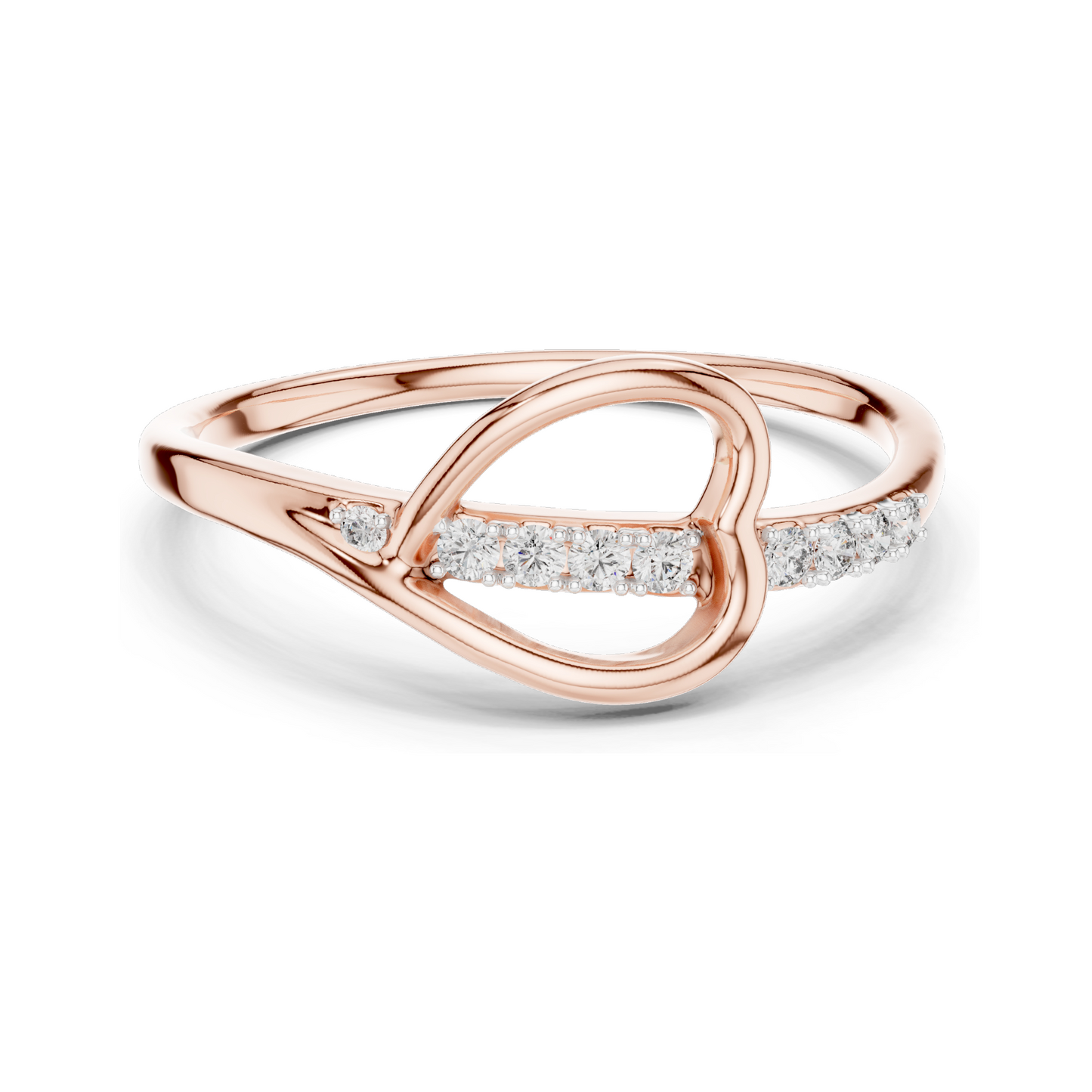Lab-Grown Diamond Heart Ring for Women | 0.082 CT VVS-VS EF Clarity | 18KT, 14KT, 10KT Gold & 925 Silver | Rose, Yellow, White Gold & Moissanite Options