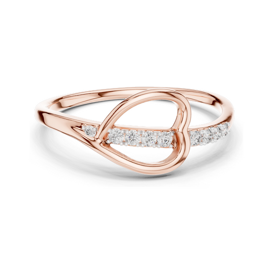 Lab-Grown Diamond Heart Ring for Women | 0.082 CT VVS-VS EF Clarity | 18KT, 14KT, 10KT Gold & 925 Silver | Rose, Yellow, White Gold & Moissanite Options