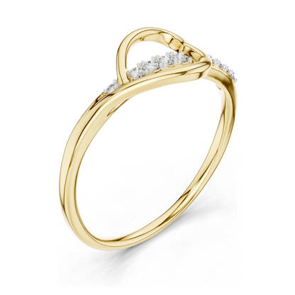 Lab-Grown Diamond Heart Ring for Women | 0.082 CT VVS-VS EF Clarity | 18KT, 14KT, 10KT Gold & 925 Silver | Rose, Yellow, White Gold & Moissanite Options