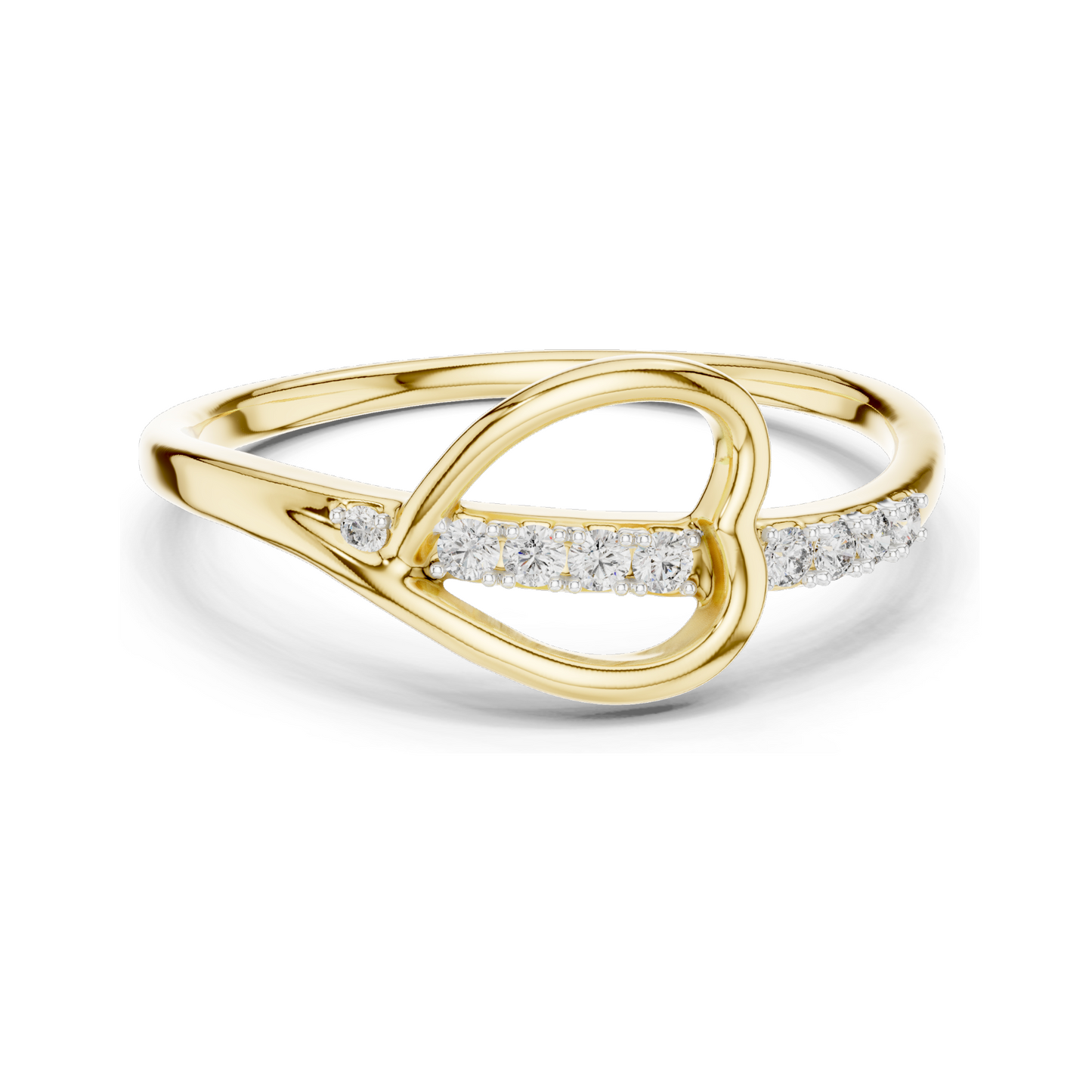 Lab-Grown Diamond Heart Ring for Women | 0.082 CT VVS-VS EF Clarity | 18KT, 14KT, 10KT Gold & 925 Silver | Rose, Yellow, White Gold & Moissanite Options