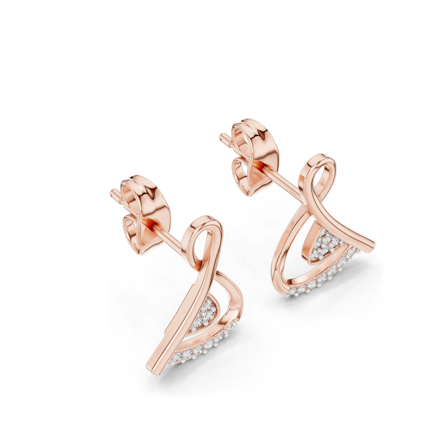 Lab Diamond Earrings | 0.126 CT VVS-VS EF Clarity CVD Diamond | Available in 18KT, 14KT, 10KT Gold & 925 Silver | Rose, Yellow, White Gold & Moissanite Options